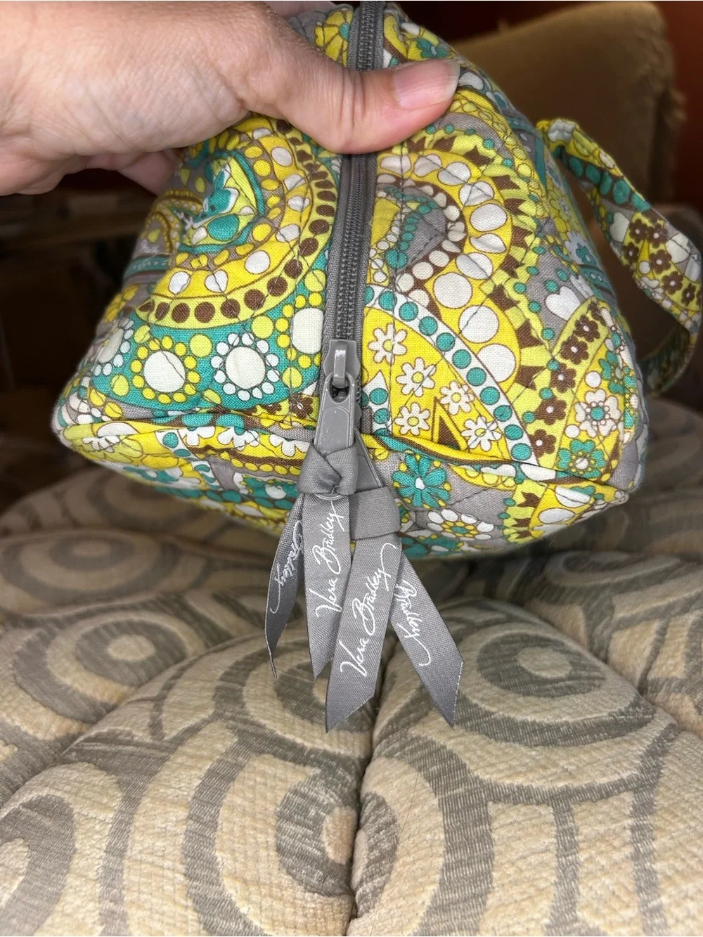 Vera Bradley Lemon Parfait Paisley Cosmetic Bag